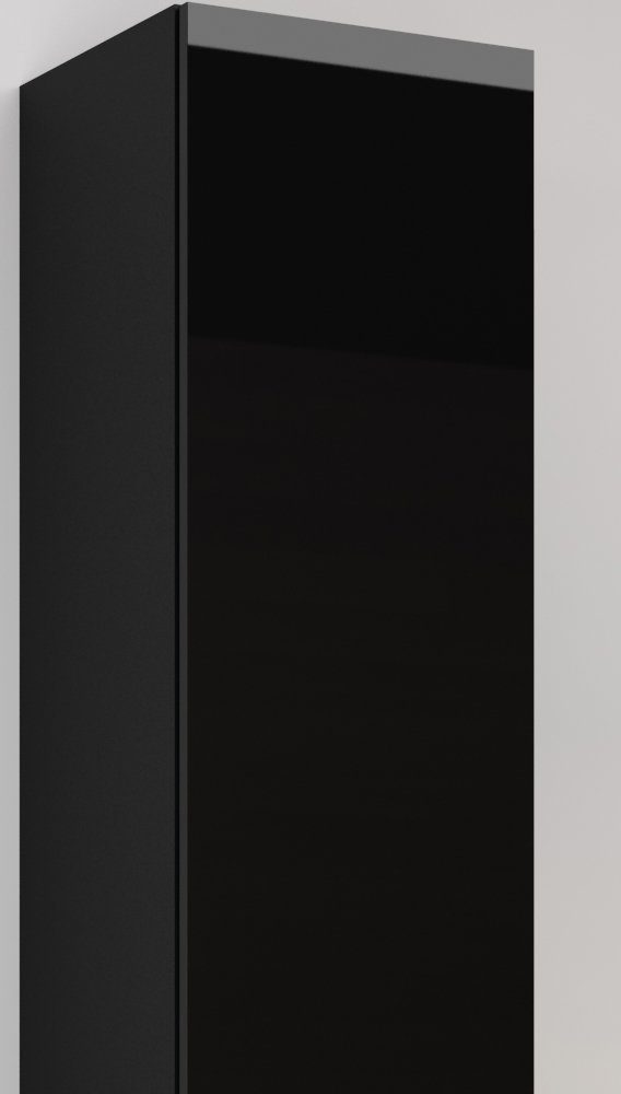 (Set IV Wohnwand Wohnzimmer-Set), 2xHängeschrank, Vago aus B, bestehend Schwarz/Weiß (3-St), Push-to-Open, Hochglanzfronten, Stylefy 1xLowboard Modern Design Wohnmöbel, mit und