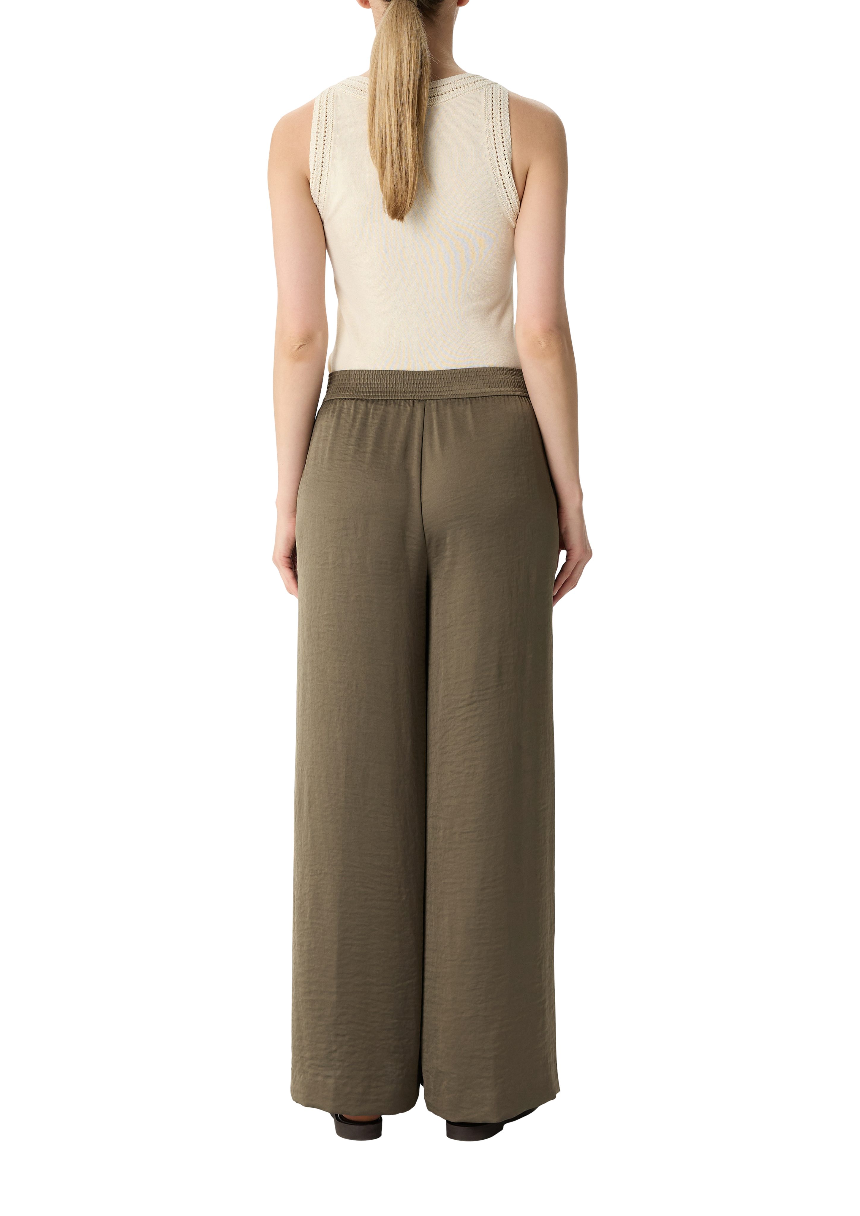 Comma Stoffhose PalazzoHose aus Satin mit Elastikbund