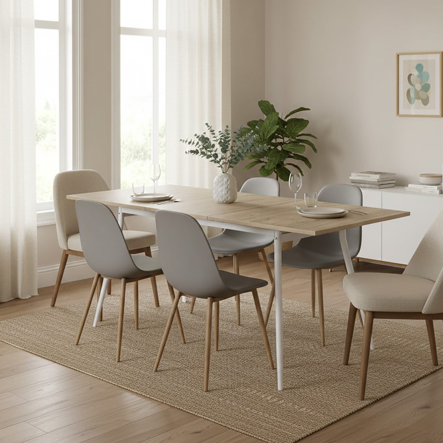 B&D home Esstisch LIO, Metallgestell schwarz oder weiß, ausziehbar, 4-6 Per günstig online kaufen