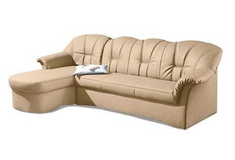 DOMO collection Ecksofa Papenburg, zeitlose Rückensteppung, elegante Formensprache, L-Form, in großer Farbvielfalt, wahlweise mit Bettfunktion