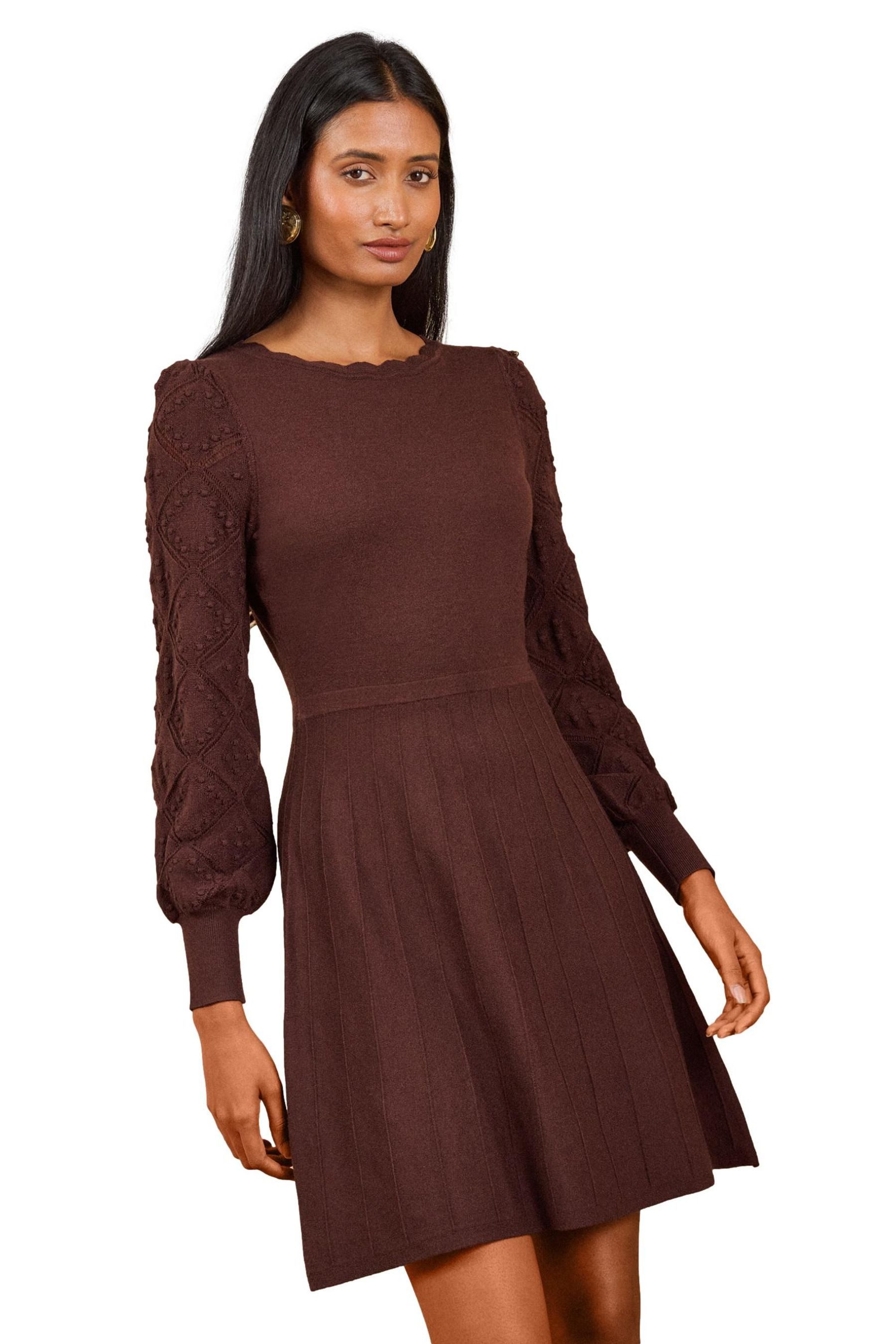 Love & Roses Strickkleid Love & Roses Strick-Minikleid, U-Boot-Ausschnitt (1-tlg)
