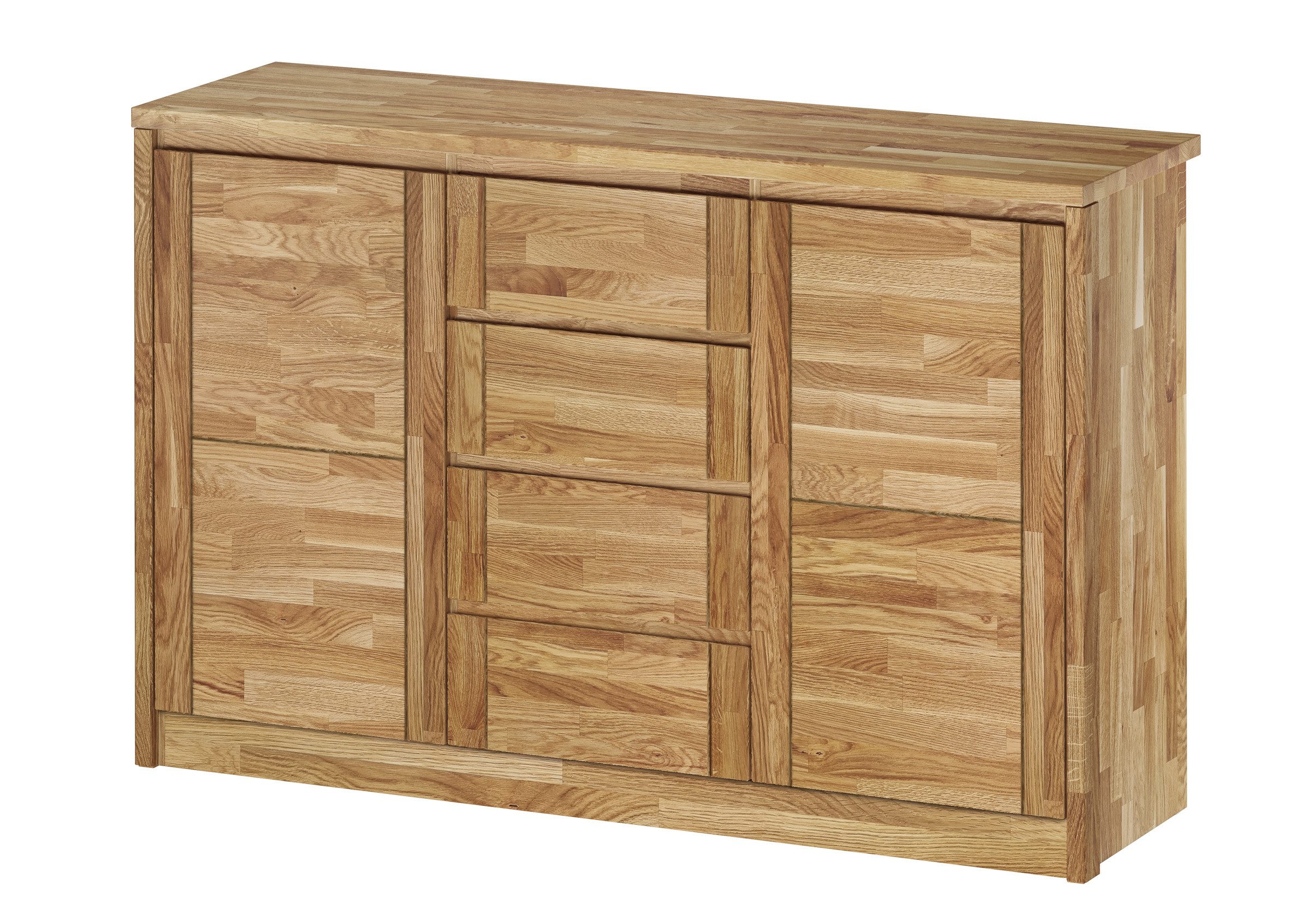 ERST-HOLZ Sideboard Kommode Sideboard Schrank mit 4 Schubladen u. 2 Türen, 90.50-34 Sideboard Kommode4 Schubladen und 2 TürenEiche geölt