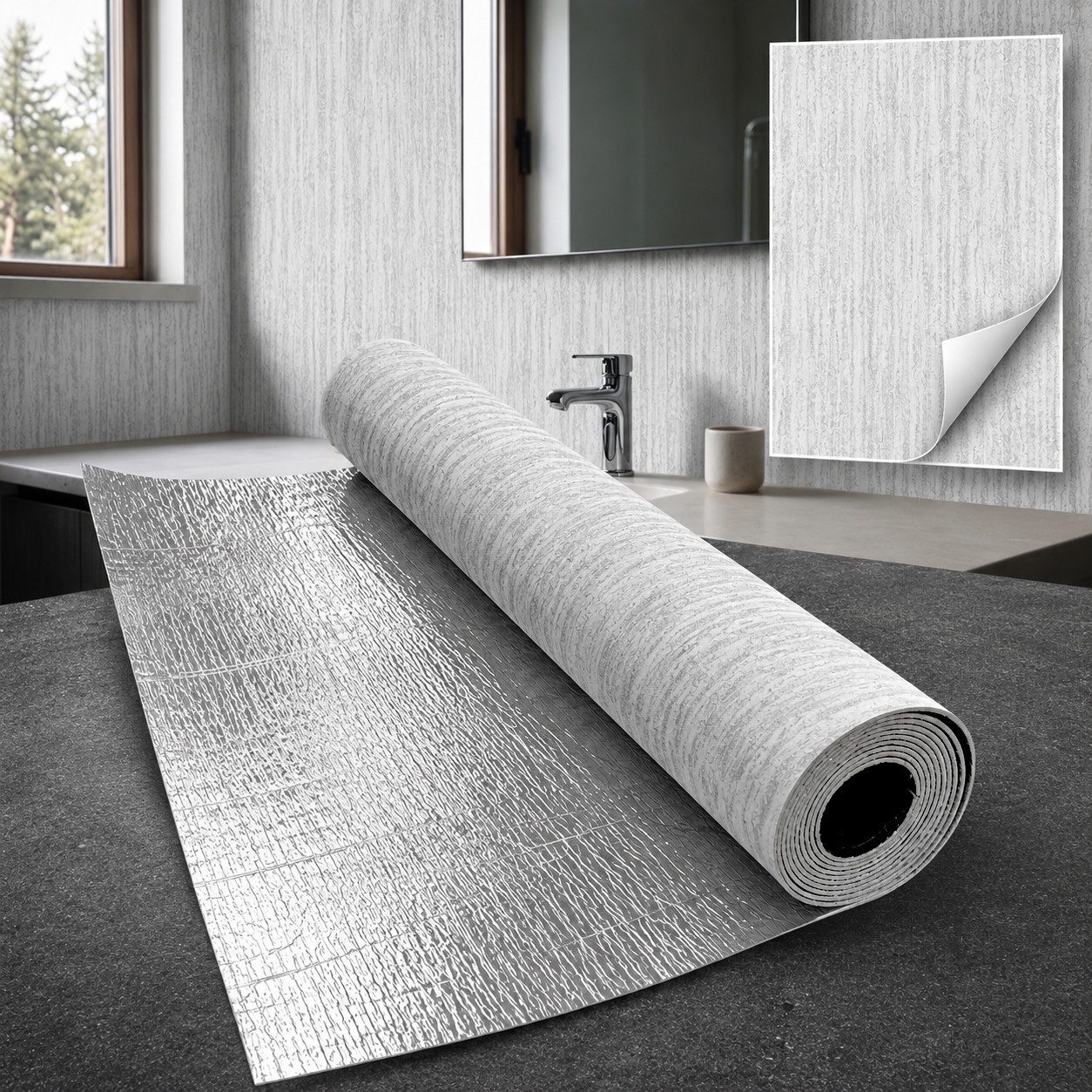 IKHEMalarka Wandpaneel Selbstklebende Flexible Schaum-Wandverkleidung 1,8 m², BxL: 60x300 cm, 1,8 qm, (1 Rolle = 1,8 m², 300x60cm) Schall- und wärmeisolierend,  – Bild 2 von 5