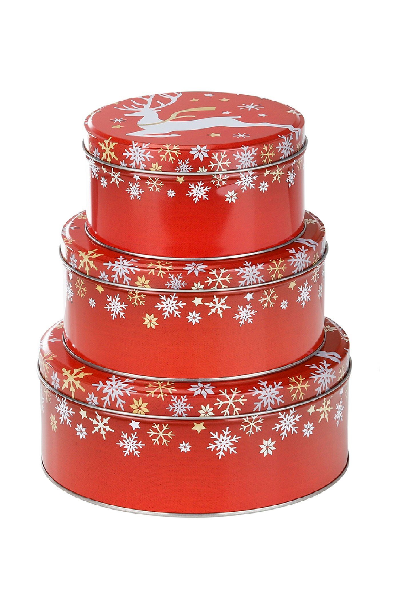 Rungassi Aufbewahrungsdose Keksdose Weihnachts-Keksdosen 3er Set Rund Ø14-2 günstig online kaufen