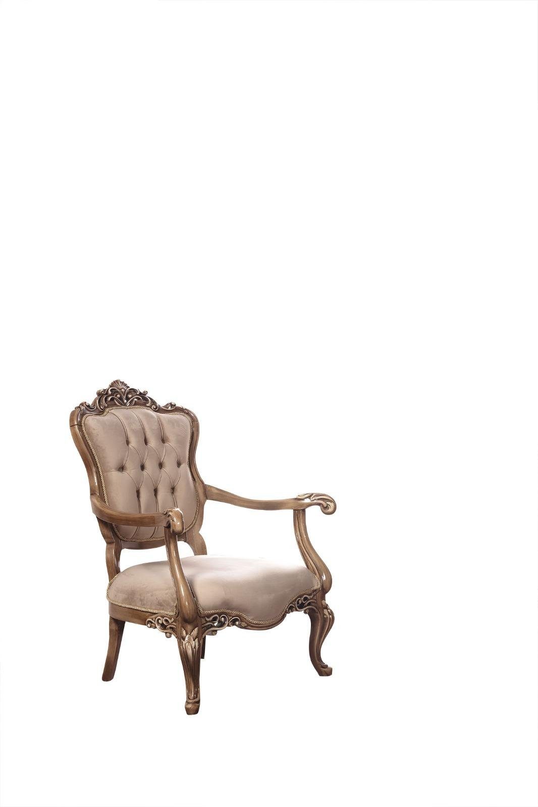 Thron Klassischer Luxus Stuhl, Einrichtung JVmoebel Polster Lehnstuhl Möbel Couch