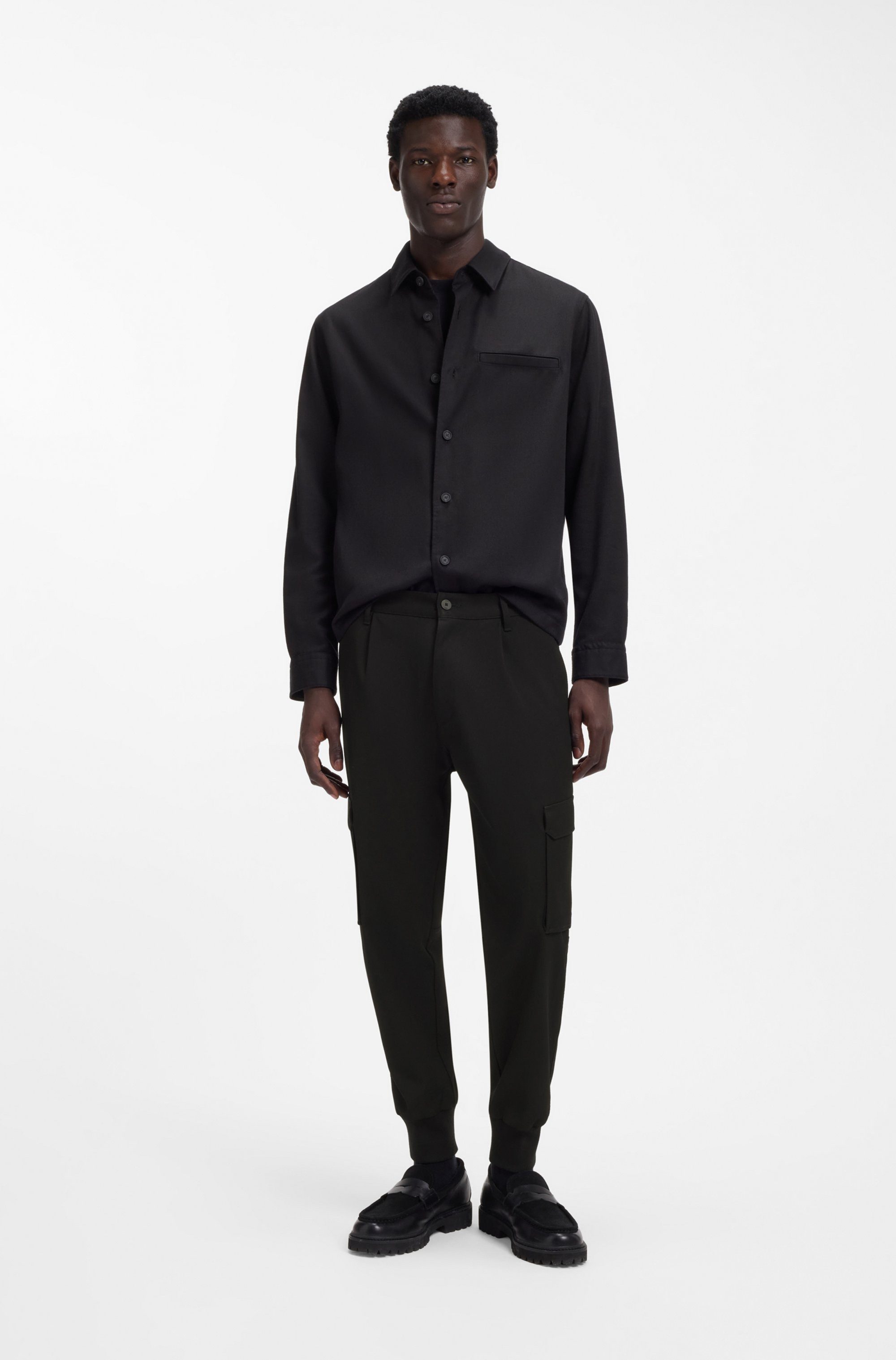 HUGO Cargohose Glavin Slim Fit, tapered leg, Bundfalten vorne