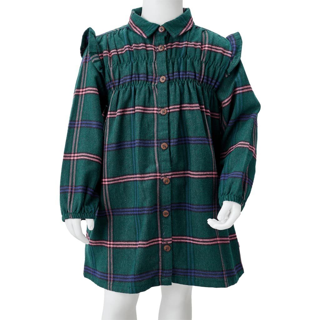 vidaXL A-Linien-Kleid Kinderkleid Rüschen Langen 92 und Dunkelgrün Ärmeln mit