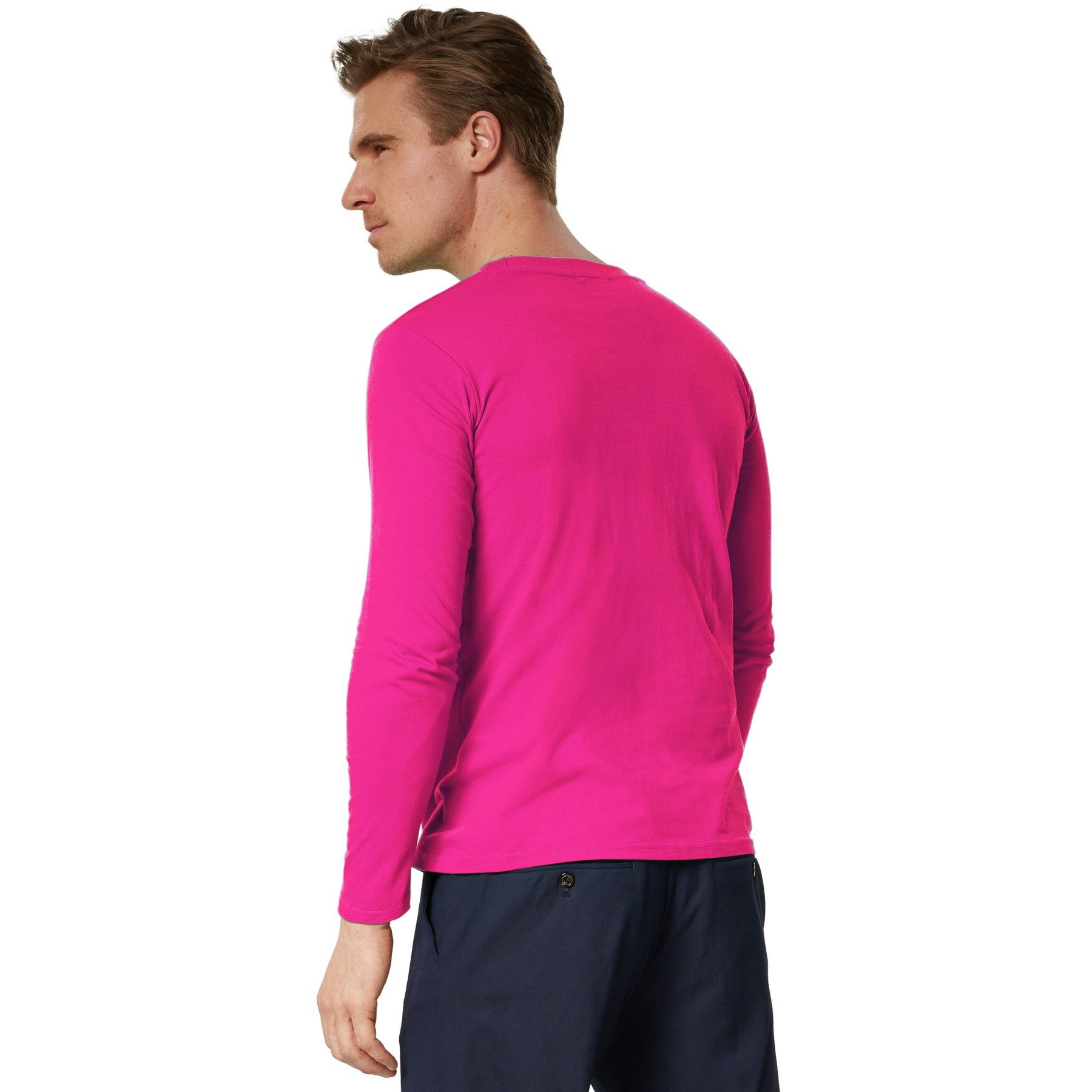 Männer pink dressforfun Longsleeve Langarm-Shirt Rundhals