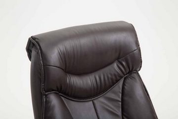 TPFLiving Bürostuhl Ioniq mit bequemer Rückenlehne - höhenverstellbar und 360° drehbar (Schreibtischstuhl, Drehstuhl, Chefsessel, Bürostuhl XXL), Gestell: Metall chrom - Sitzfläche: Kunstleder braun