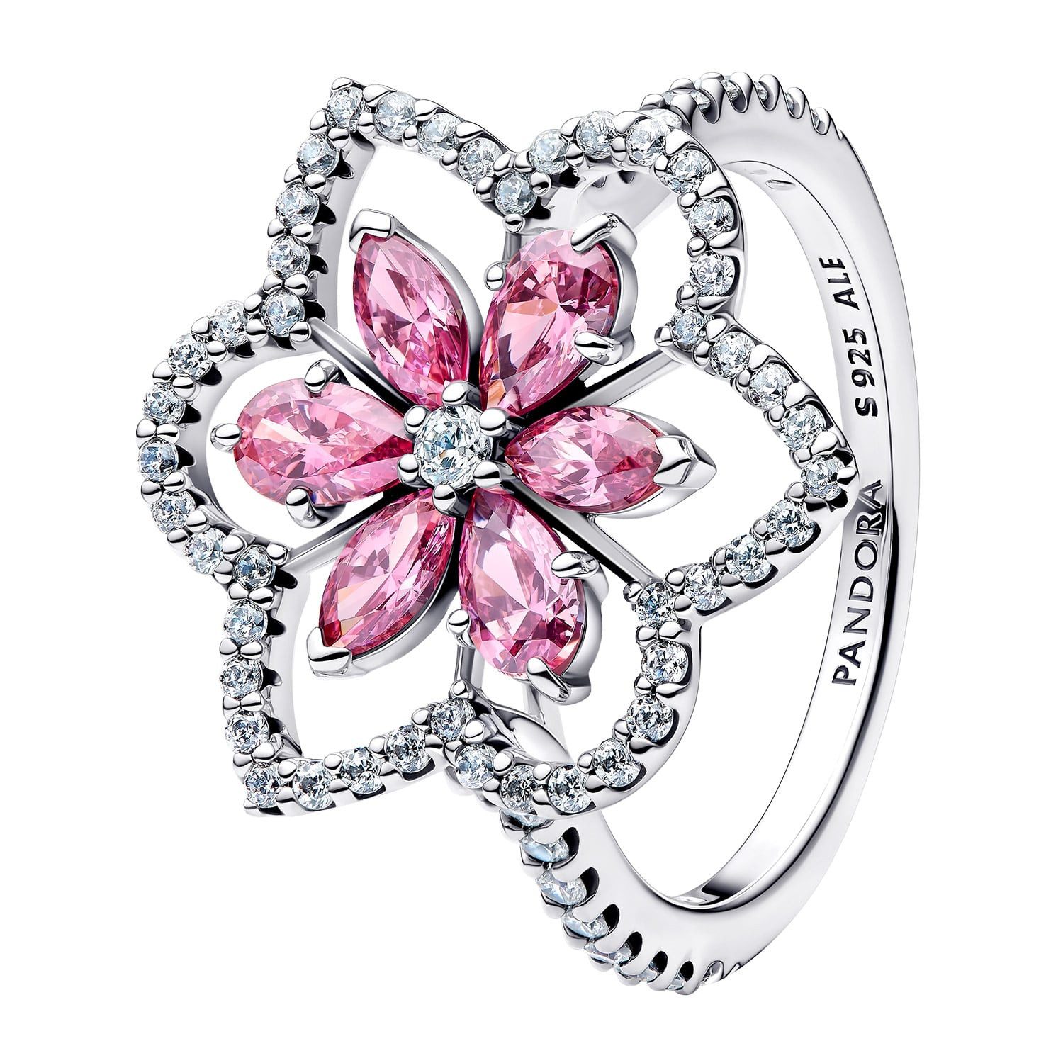 Pandora Silberring Silber Cocktailring für Doppelblume günstig online kaufen