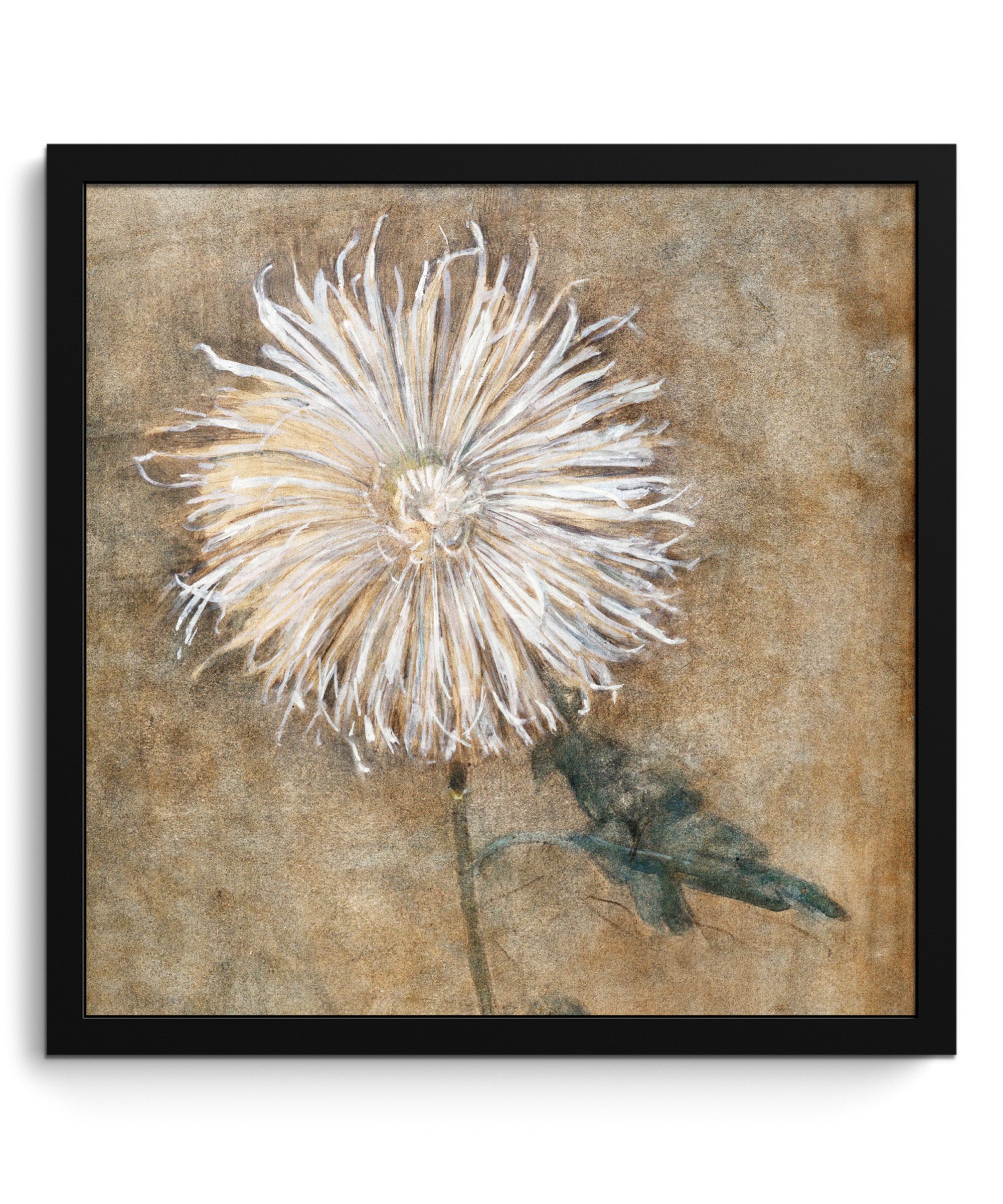 MuchoWow Poster Chrysantheme - Piet Mondrian - Alte Meister, (1 St), Bilderrahmen, Wand Dekoration Schlafzimmer, 40x40 cm
