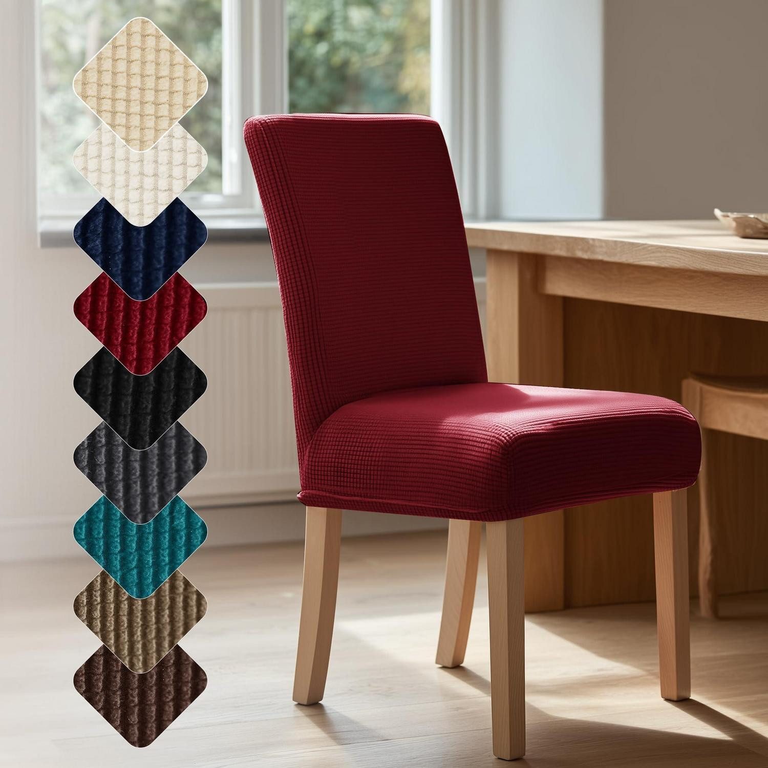 LuxusKollektion Stuhlbezug Stuhlhussen Stuhlbezug Esszimmer 45x45x60 cm 2er Set Bordeaux