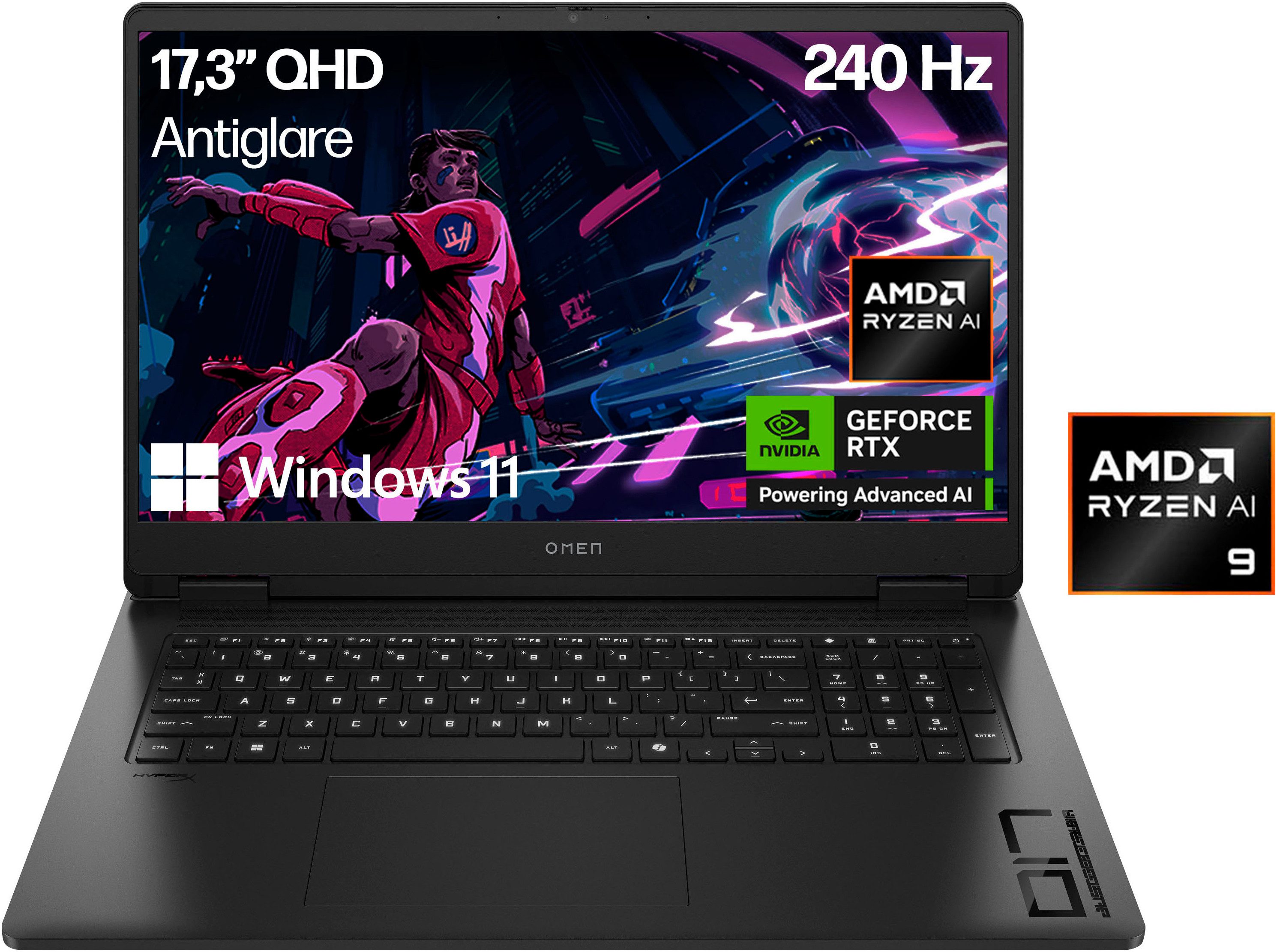 HP OMEN 17-db1094ng Gaming-Notebook (43,9 cm/17,3 Zoll, AMD Ryzen™ AI 9 365, GeForce RTX 5070, 1000 GB SSD)
