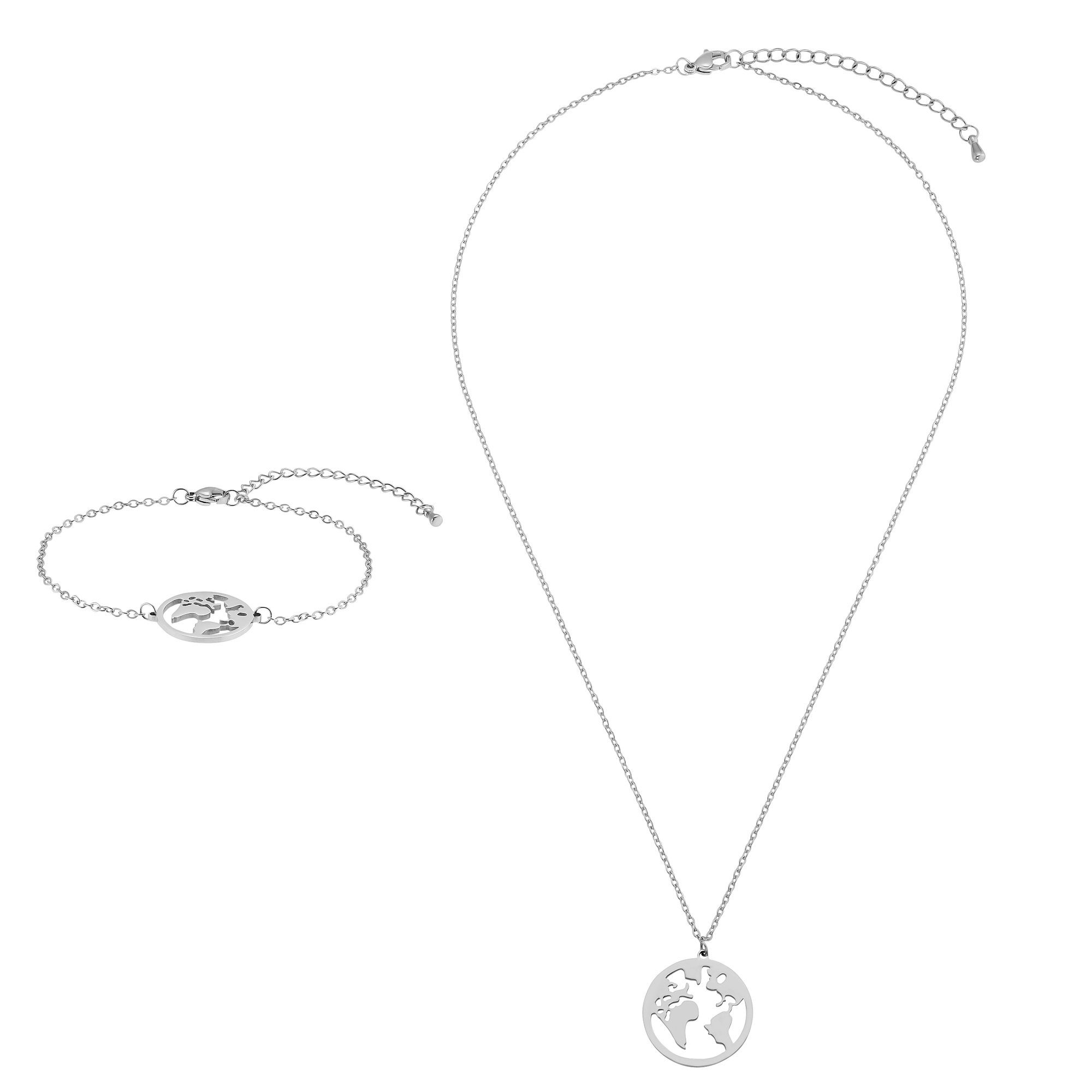 Heideman Collier Set Weltkarte silberfarben (keine günstig online kaufen