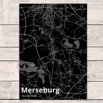 Mr. & Mrs. Panda Postkarte Merseburg - Geschenk, Geburtstagskarte, Stadt Dorf Karte Landkarte Ma