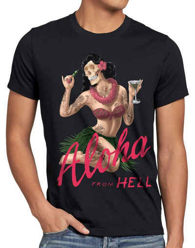 style3 Print-Shirt Herren T-Shirt Aloha from Hell tattoo hawaii surfer usa tätowiert punk rock tiki
