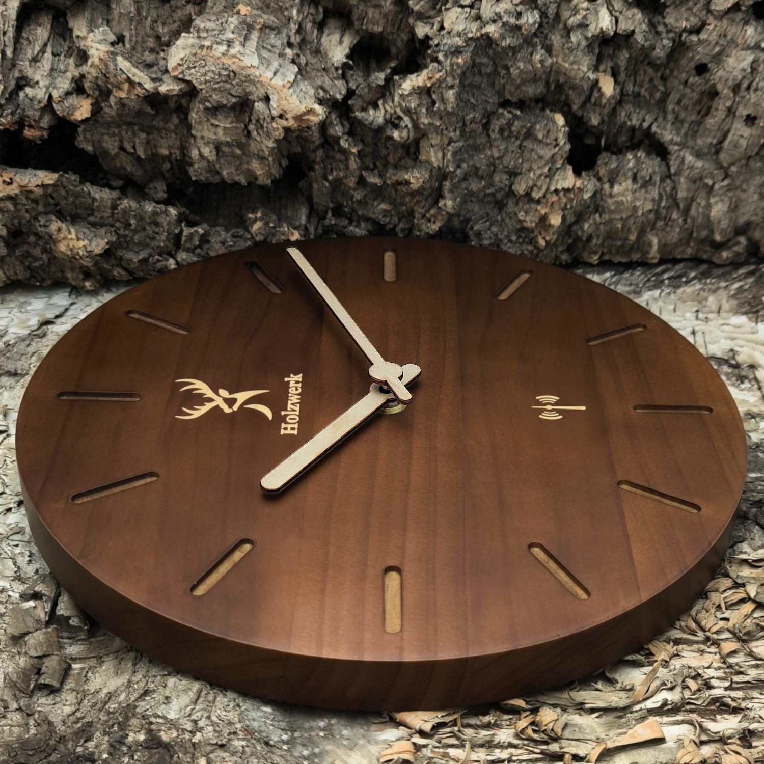 Holzwerk Funkwanduhr moderne Loft Funk Holz günstig online kaufen
