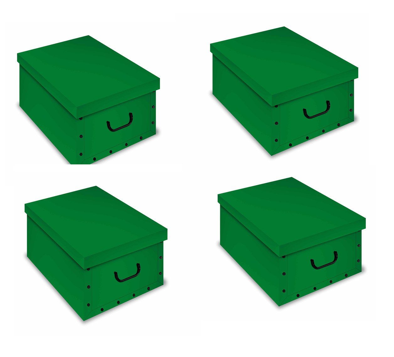 ARTRA Set Clip Geschenkbox Wäsche (4 Sammelbox Dekokarton Büro Ordnungsboxen Dekokorb Deko Geschenkekarton St), Ordnungskarton für Ordnungsbox Karton 4er Box Grün Aufbewahrungsbox Mehrzweckbox Haushalt