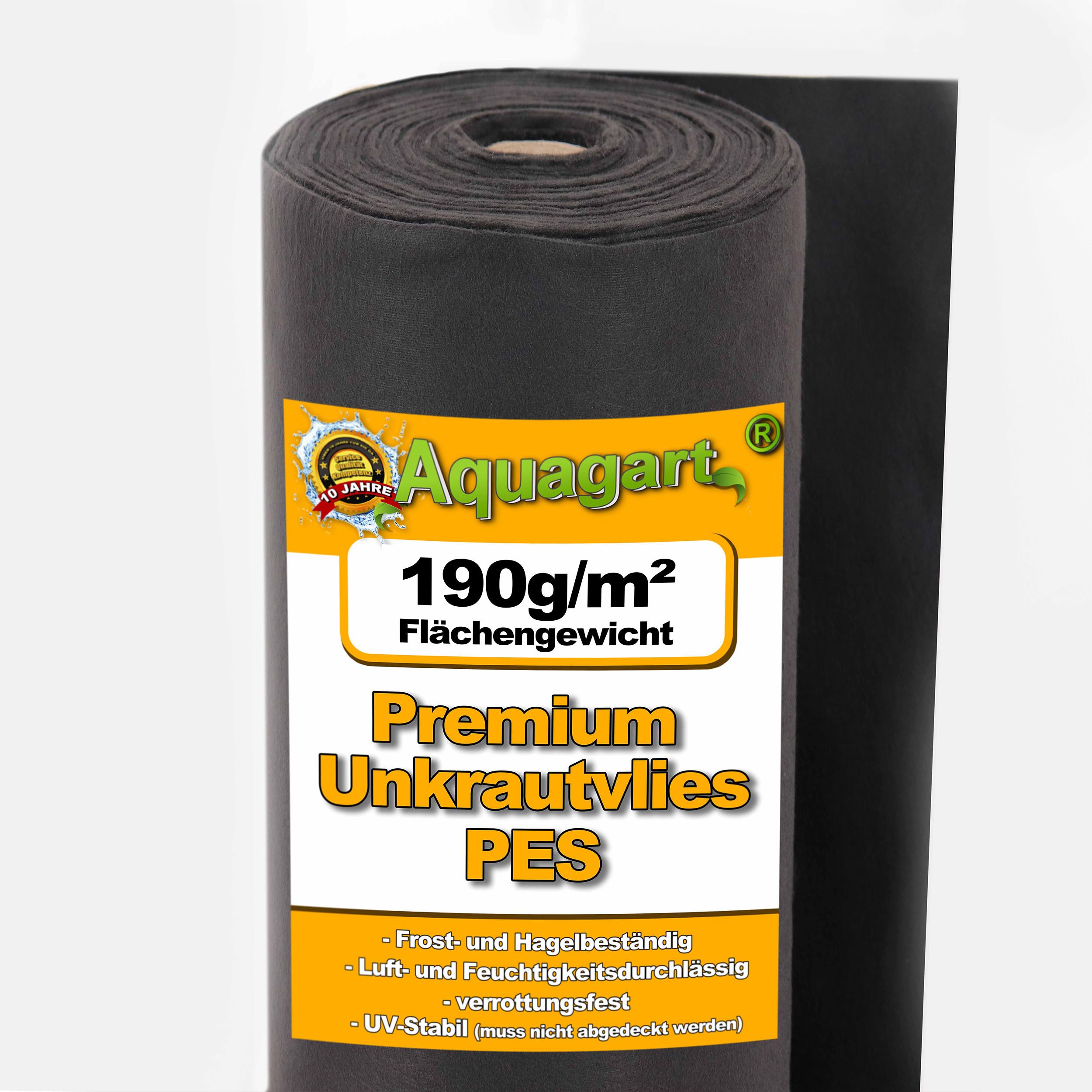 Aquagart Unkrautvlies 25m² Unkrautvlies Gartenvlies Mulchvlies Bodengewebe 190g 1m breit PES, (1-St)