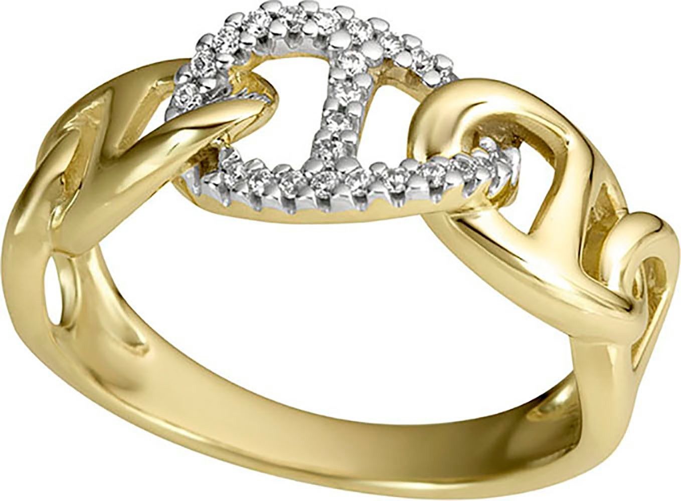 Firetti Diamantring Schmuck Geschenk Gold 333 Damenring Fingerring Kettenglieder Bicolor, mit Diamanten