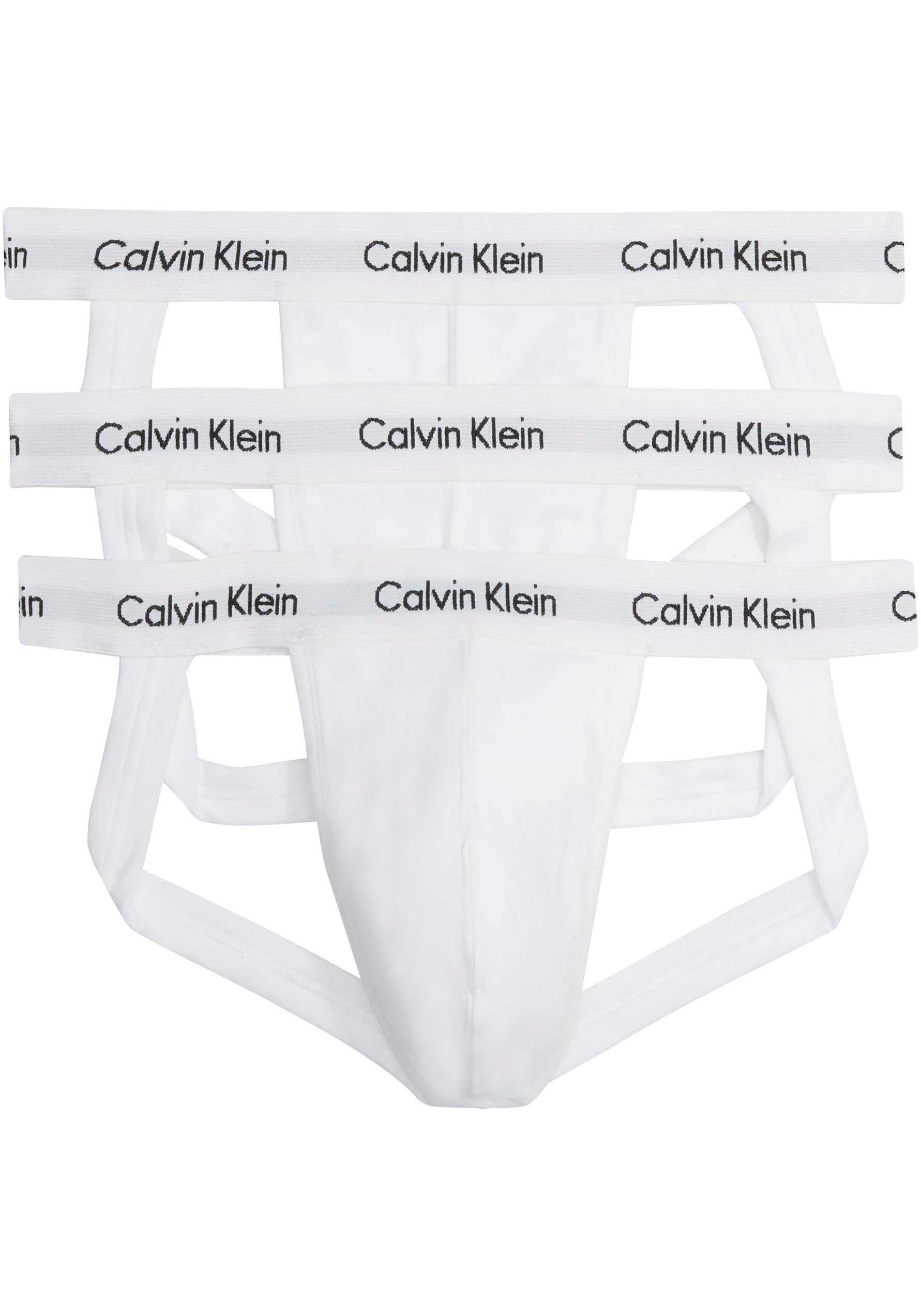Calvin Klein Underwear Slip JOCK STRAP 3PK (Packung, 3er-Pack) mit Calvin Klein Logo-Elastikbund WHITE&-WHITE&-WHITE