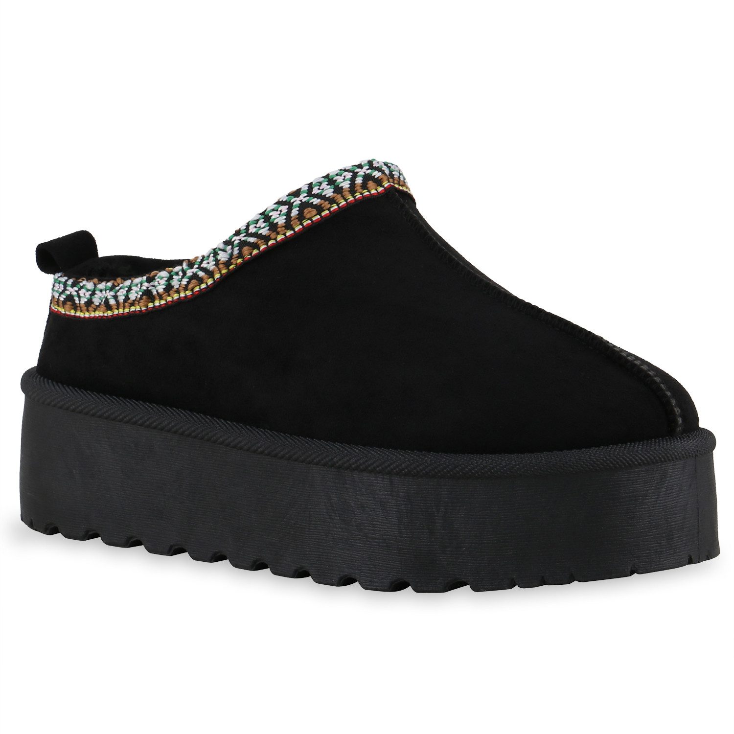 VAN HILL 841495 Hausschuh Damen Warm Gefütterte Pantoffeln Hausschuhe Bequeme Prints
