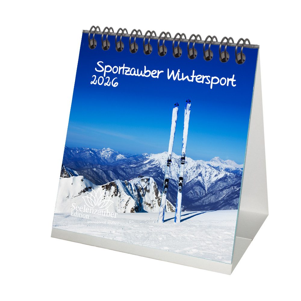 Seelenzauber Tischkalender Sportzauber Wintersport Tischkalender 10cm x 10cm für 2026 Freizeit