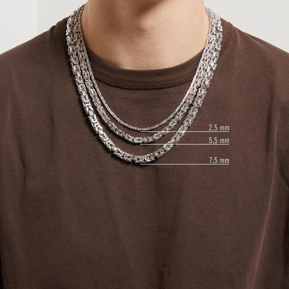 JEWLIX Königskette Rhodinierte 925er Silberkette Damen und Herren Breite 2,5 mm KK0025-RH