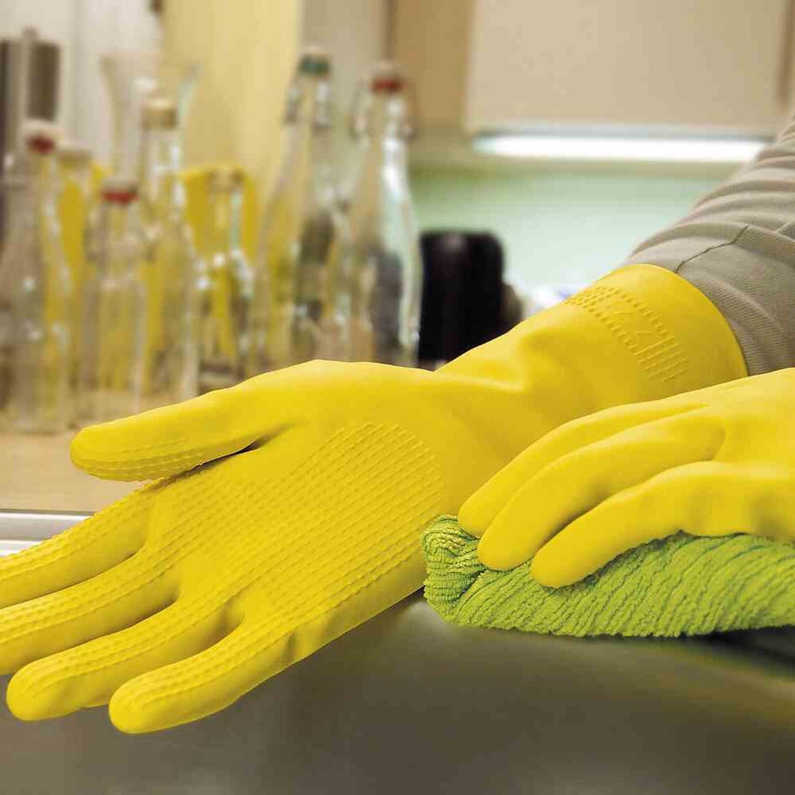 SÄNGER Putzhandschuh Haushalts-Handschuh "MagnoGrip" Größe XL mit gerautem Profil aus Latex