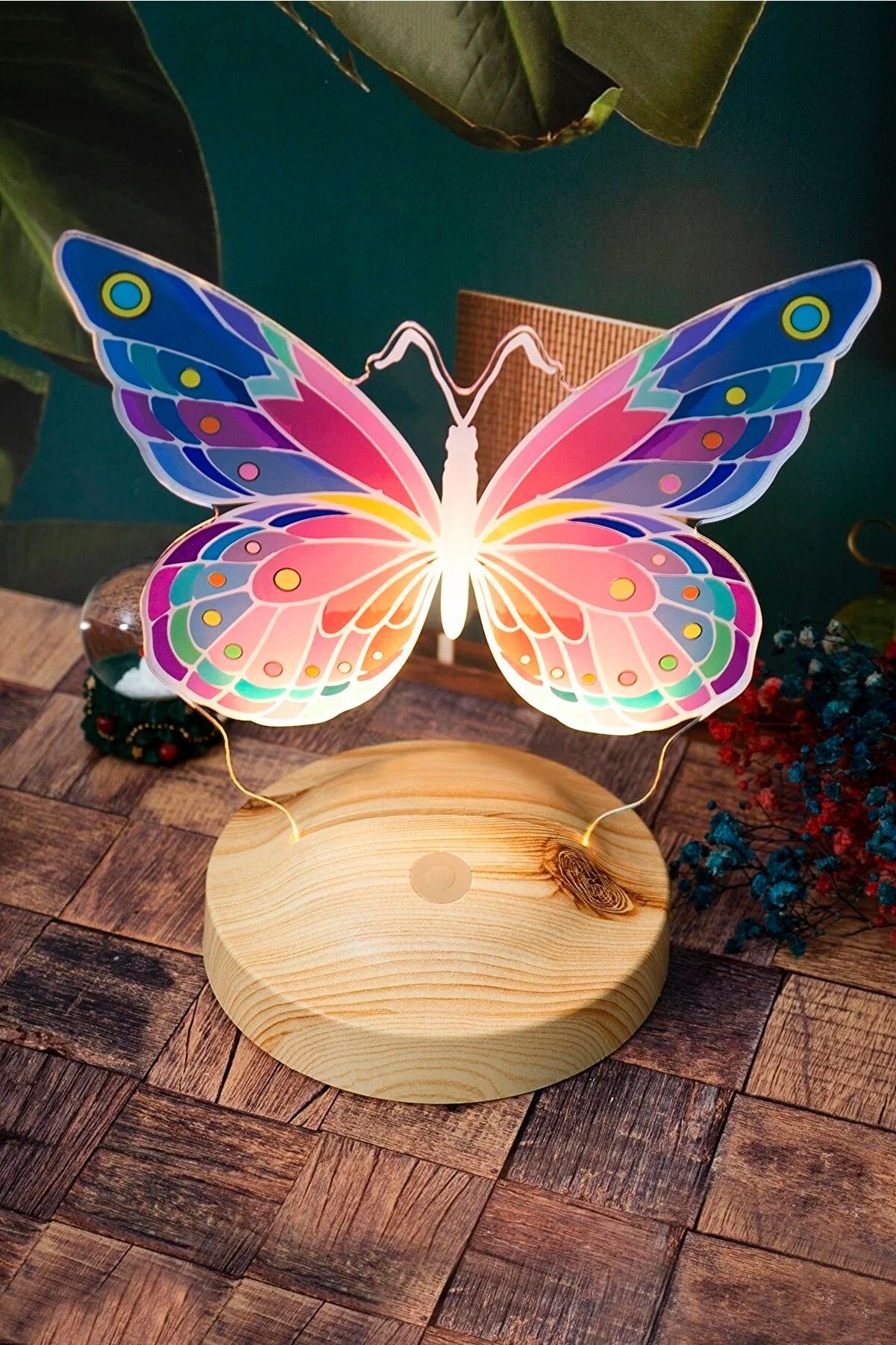 6 mit 3D LED Schmetterling Lampe Farben, Nachtlicht, Geschenkelampe Nachttischlampe LED Vision verschiedenen LED integriert, fest Butterfly mehrfarbig Lampe LED LED in
