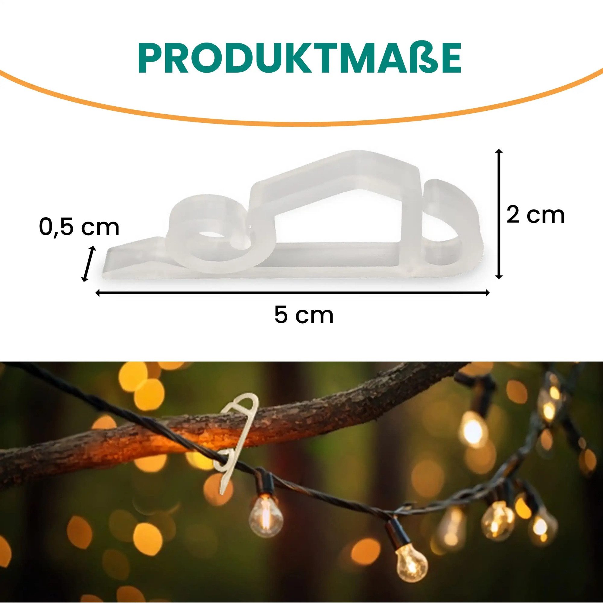 Gartenpirat Leisten-Befestigungsclips für Lichterkette 20 Stk. Befestigungshaken Kunststoff transparent, schnell, einfach, effizient, wiederverwendbar