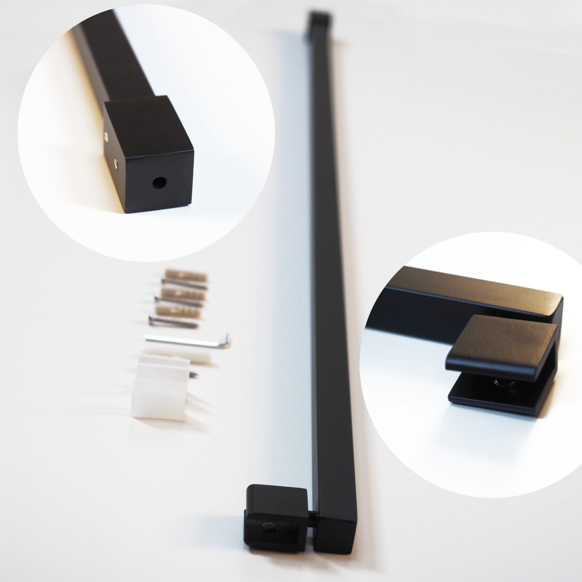 WITEN&NOCK Duschwand-Stabilisationsstange 100 cm Dusche Stabilisationsbügel ‎ Glasstärke 6 -10mm schwarz