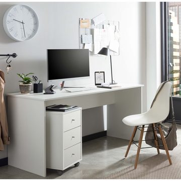 Lomadox Schreibtisch BRAGA-80, Büro Tisch Arbeitstisch Büromöbel weiß 150x73,6x65 cm