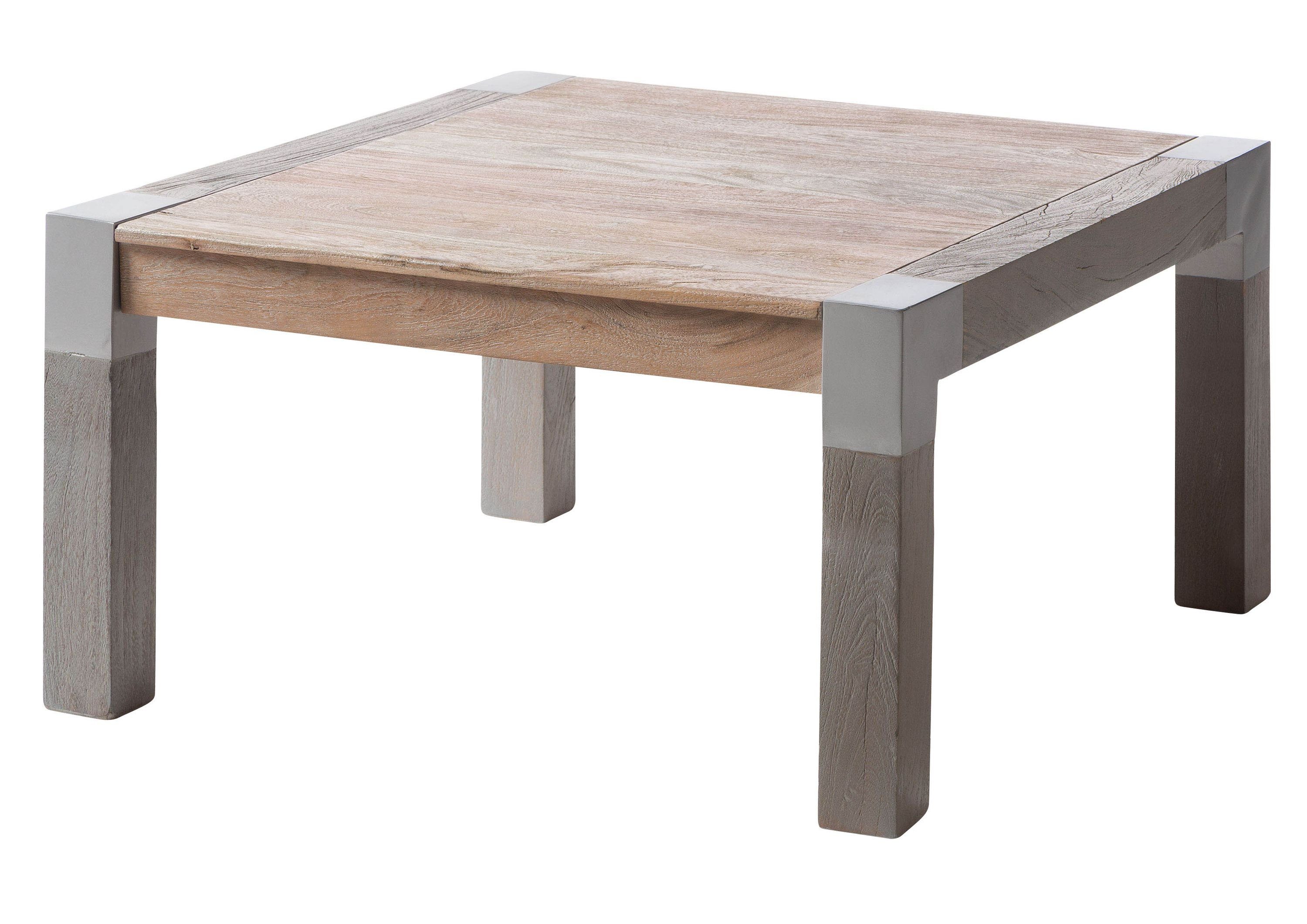 Massivmoebel24 Couchtisch AMSTERDAM (Massivholz, Massivholztisch), Couchtisch Akazie 85x85x45 beige lackiert Amsterdam #119