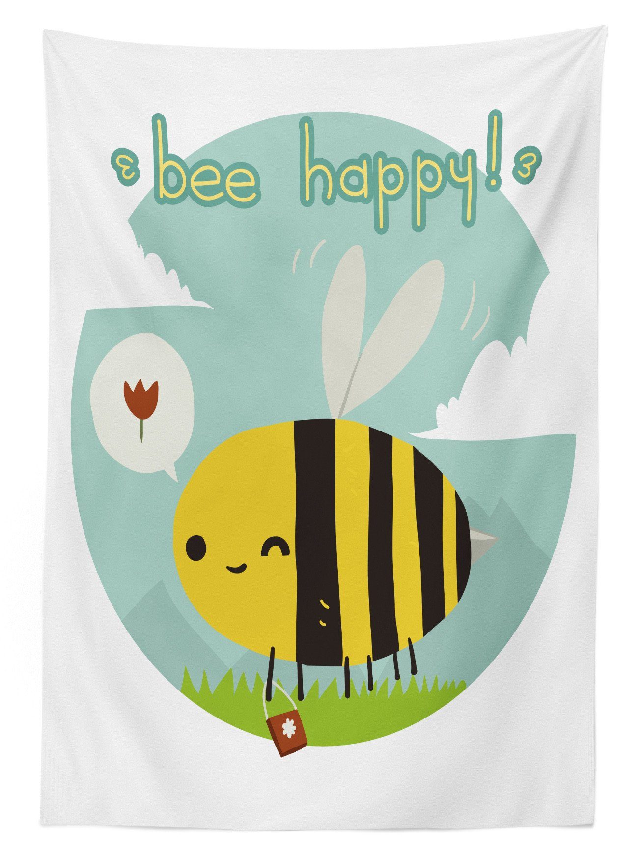 geeignet Happy Klare Abakuhaus Tischdecke Für Bee Doodle Bereich Farben, Außen Bienenkönigin Waschbar Farbfest den