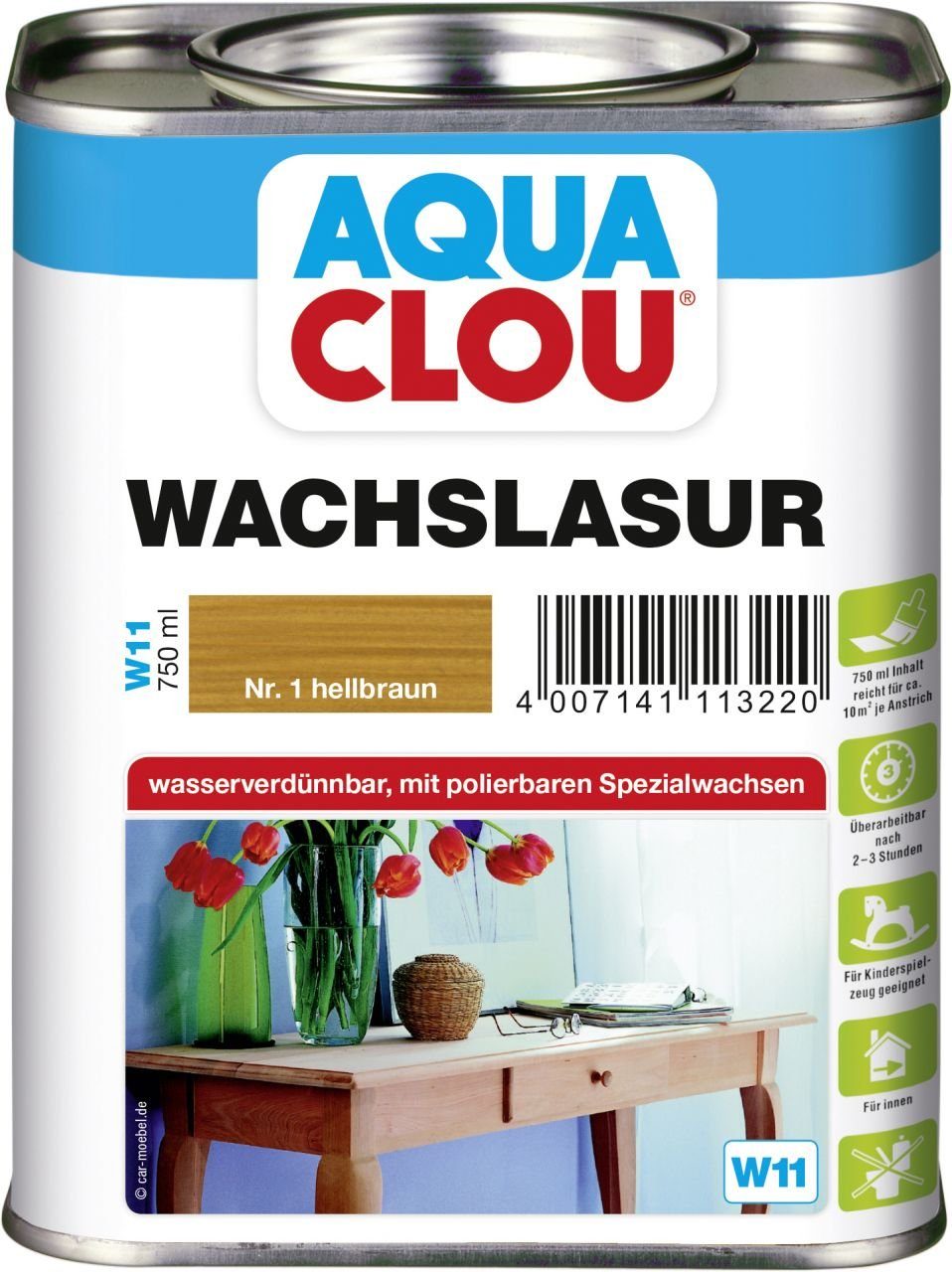 hellbraun 750 Aqua Lasur Clou ml Clou Aqua Wachslasur