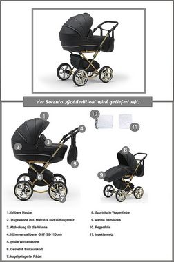 Elcar Kombi-Kinderwagen Sorento Gold 2 in 1 inkl. Sportsitz und Zubehör in 30 Farben