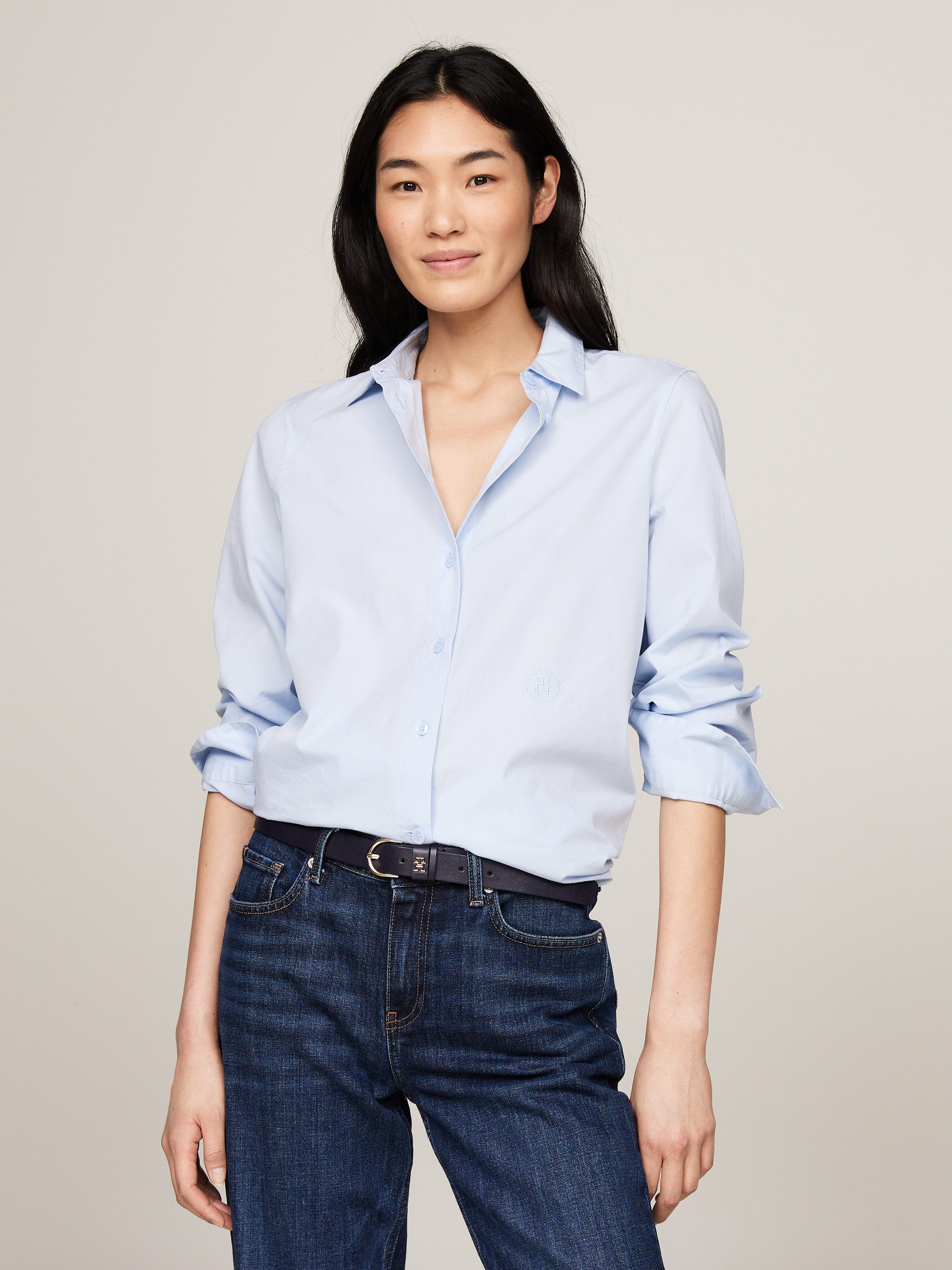 Tommy Hilfiger Hemdbluse ESS POPLIN REGULAR SHIRT mit Popeline, gesticktem günstig online kaufen