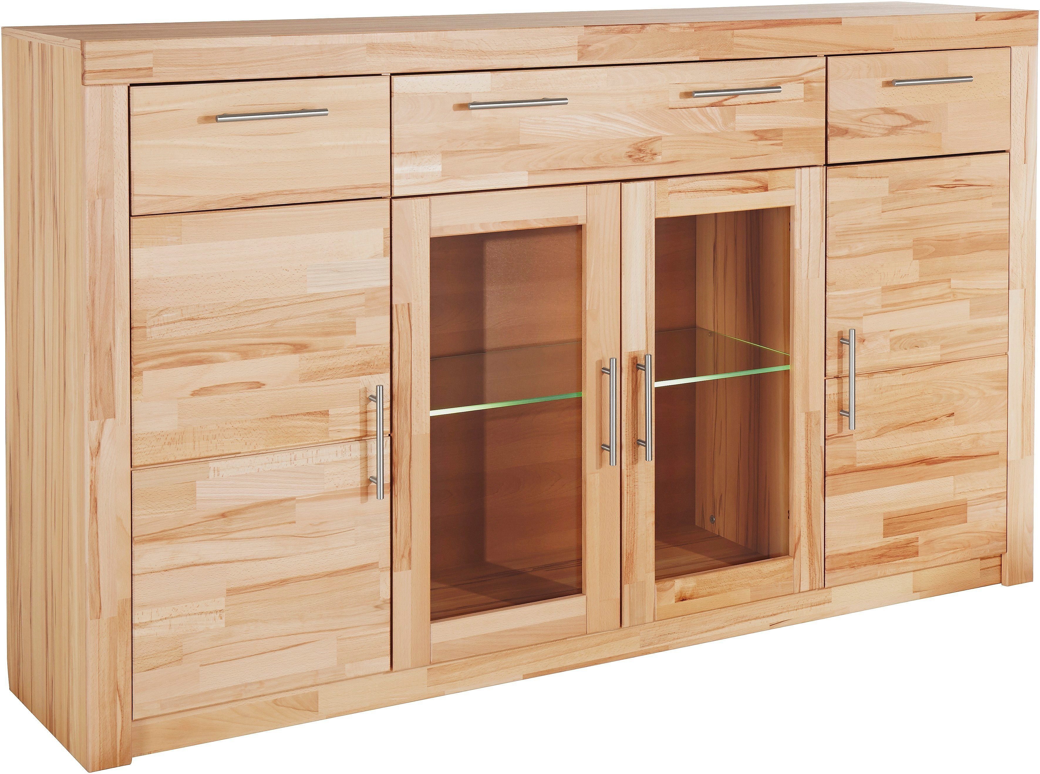 VOGL Möbelfabrik Highboard Toronto, opt. Glastüren, teilmassiv, Rahmenoptik, Made in Germany