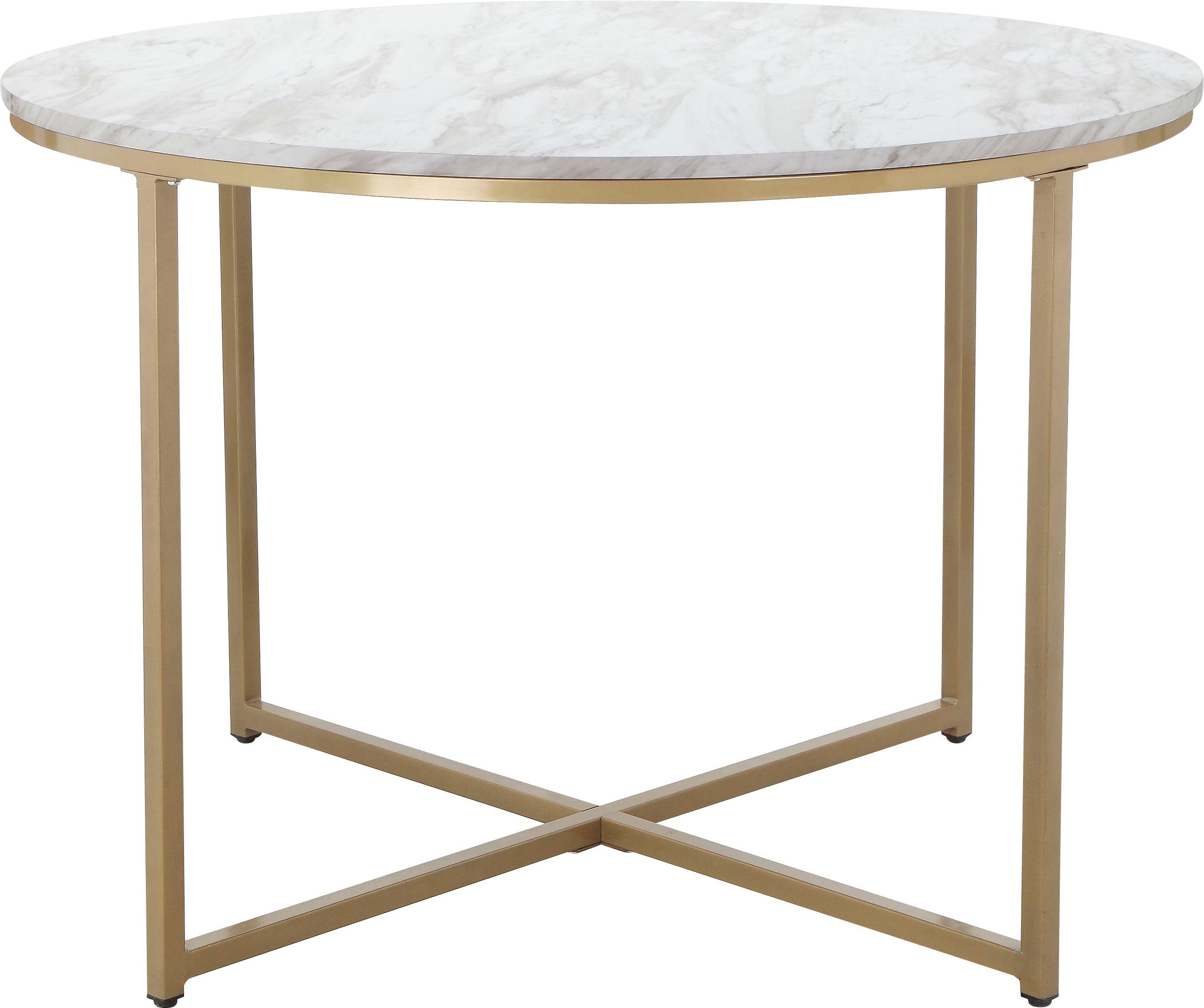 Leonique Esstisch Gondat (1-St), mit Tischplatte in Marmor-Optik, Gestell aus Metall golden, Höhe 76 cm