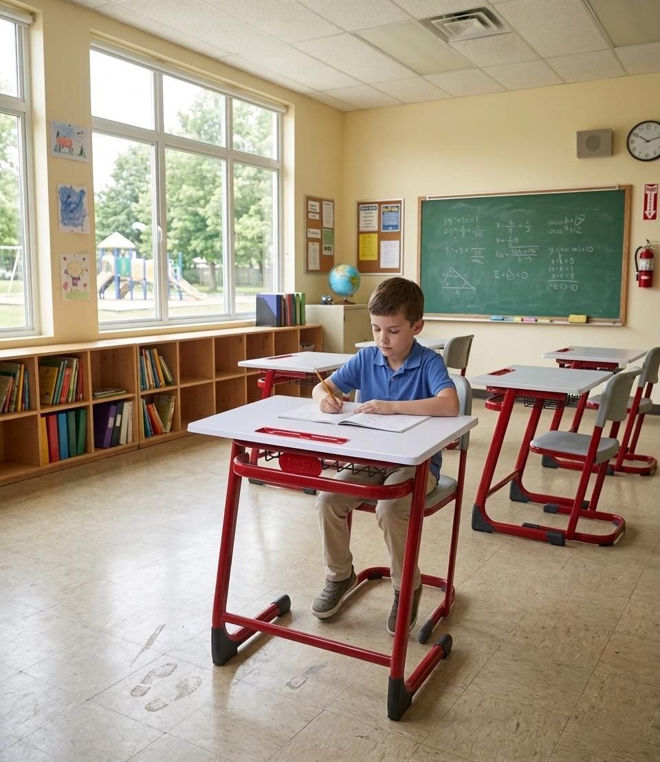 JVmoebel Schreibtisch Weiß-Rotes Schulset Moderner Jugendtisch Designer Stuhl Möbel 2tlg (2-St), Made in Europa