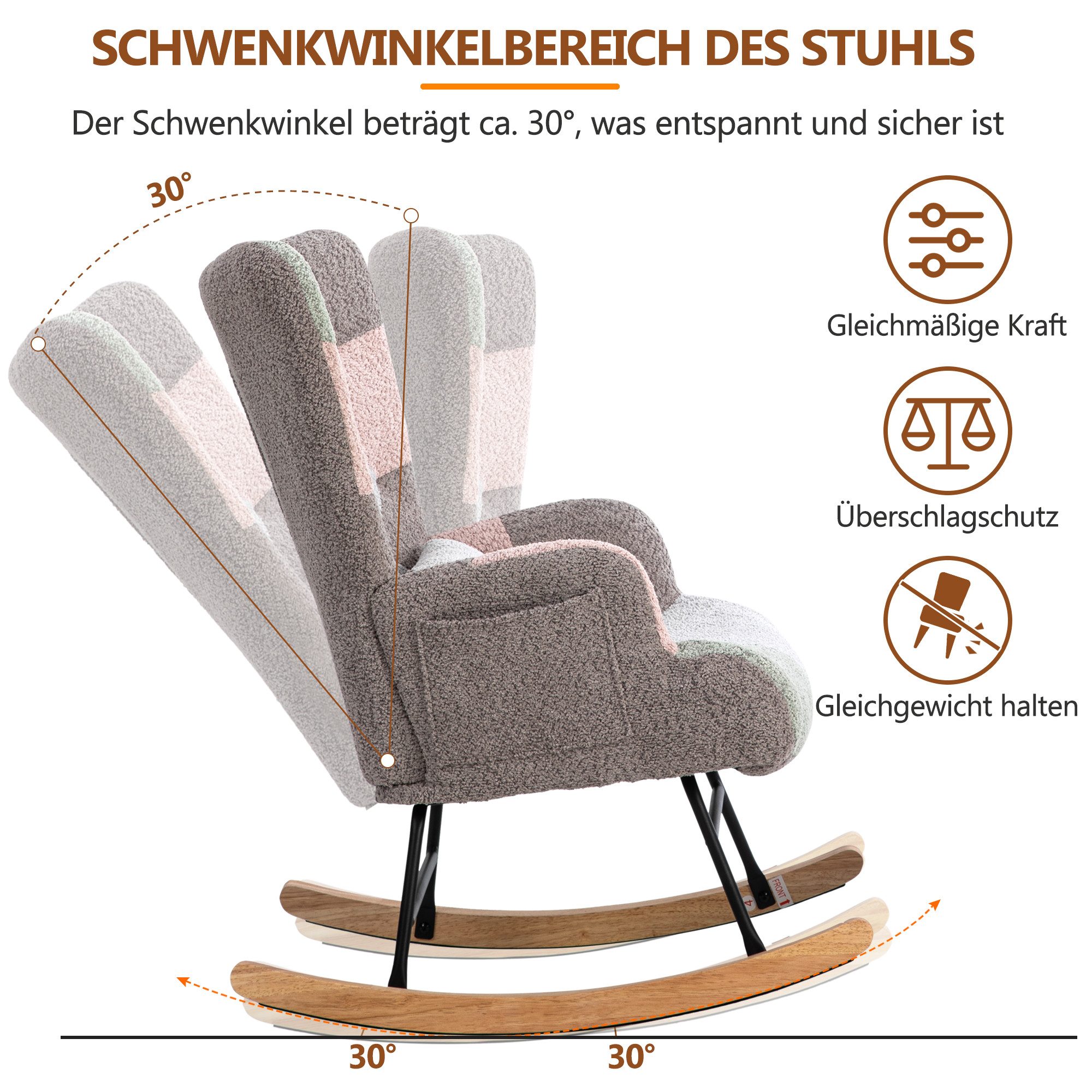 Merax Schaukelstuhl mit Teddyplüsch, Swingsessel mit günstig online kaufen
