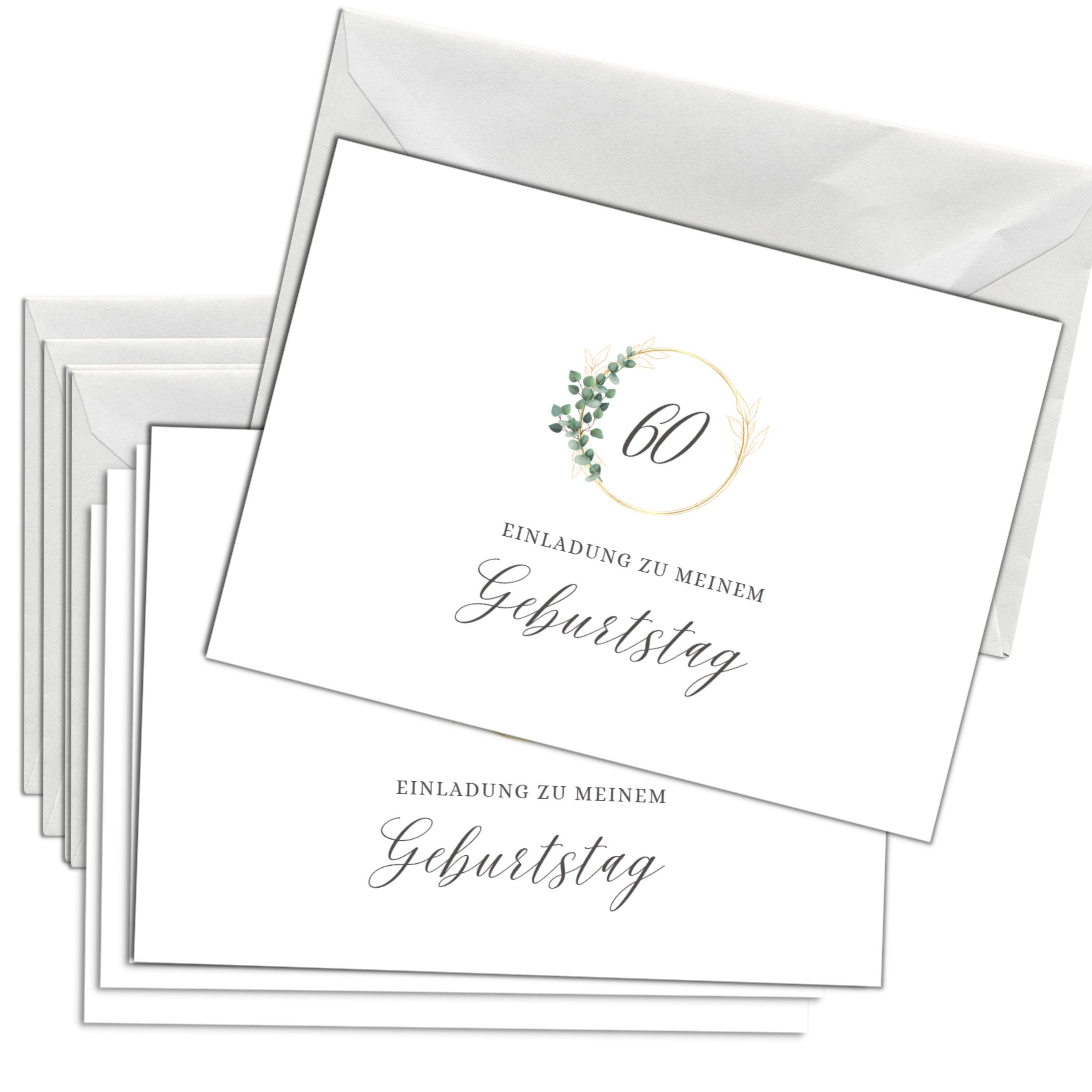 Briefzauber Einladungskarten Geburtstagseinladung 60. Geburtstag, Set 12x Karten & 12x Umschläge
