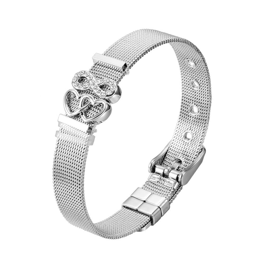 Heideman Armband Milanaise poliert (Armband, inkl. Geschenkverpackung), mit Charms "Herzchen" und "Unendlichkeitszeichen"