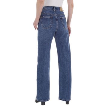 Ital-Design Weite Jeans Damen Freizeit High Waist Jeans in Blau