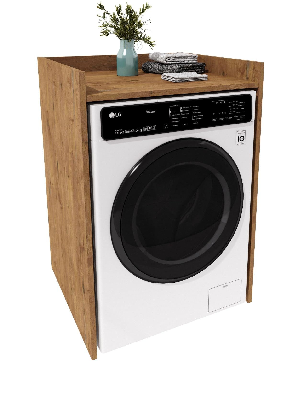 TREND WERK Waschmaschinenumbauschrank für Waschmaschine in Tiefenvarianten: 48 cm und 62 cm (Badschrank Umbauschrank für Waschmaschine & Trockner) Platzsparende Waschmaschinenverkleidung mit Stauraum