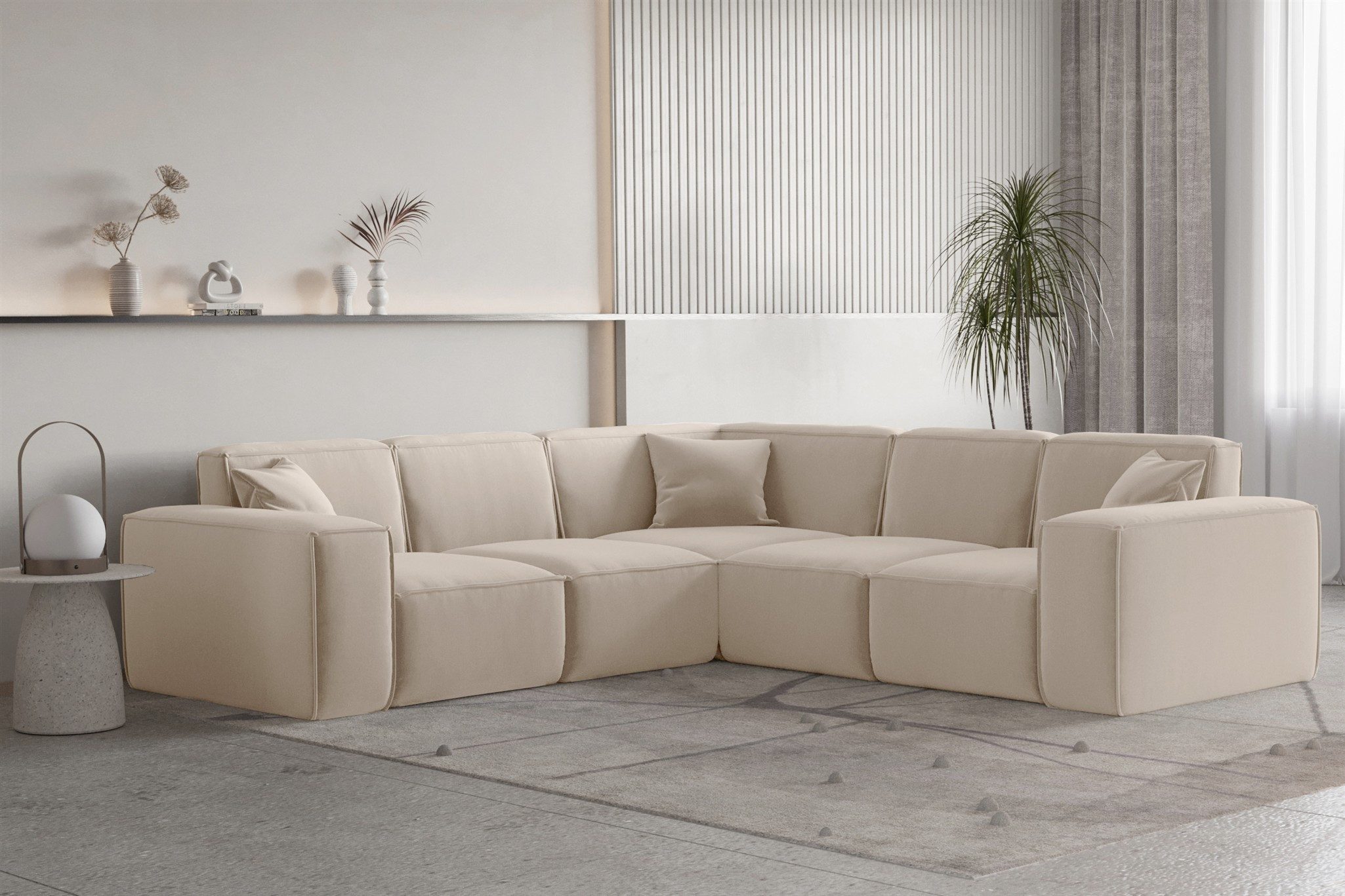 Fun Möbel Ecksofa Ecksofa Designersofa CELES PREMIUM Seite Universal in Sto günstig online kaufen