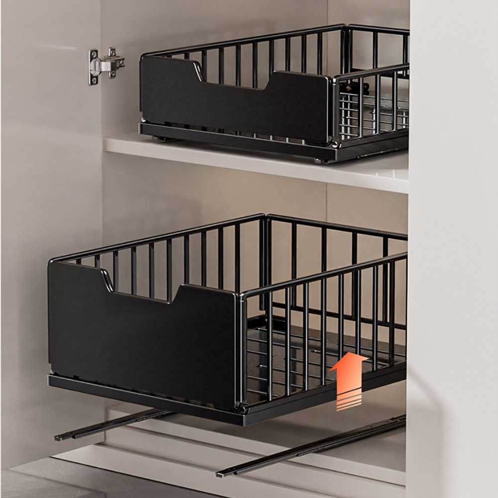 GarveeMore Küchenorganizer-Set Metall Ausziehbare Schubladen für Küchen Schrank-Organisator Ausziehen, H18/11CM W30/25CM Schubladen für die Vorratskammer Badezi – Bild 5 von 5