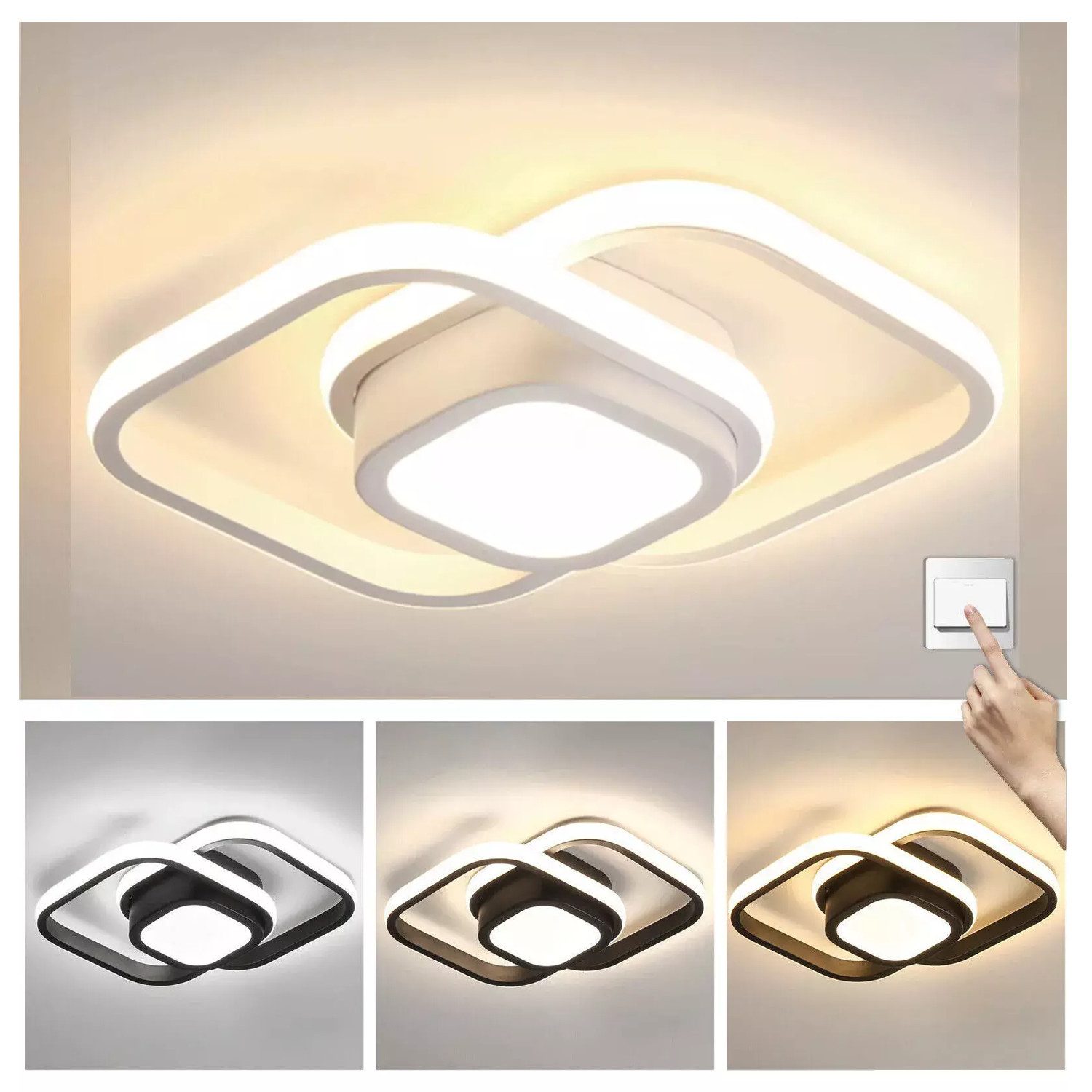 ibettertec Deckenleuchte LED Deckenleuchte Dimmbare Deckenlampe 3 Farbtempe günstig online kaufen