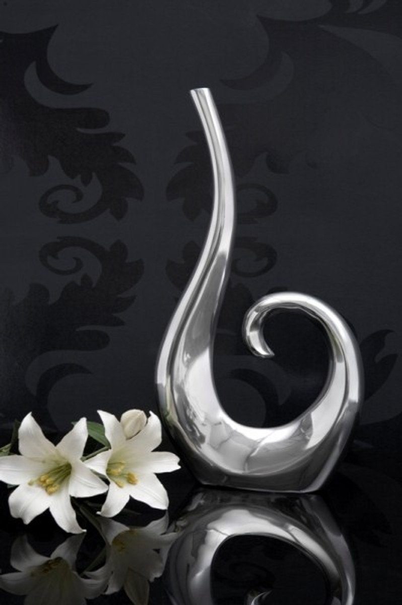 Dekoobjekt aus Padrino Moderne Vase - Höhe: Deko Designer poliertem Vase cm, Breite: Aluminium Vase, 26 cm Casa 49 silber